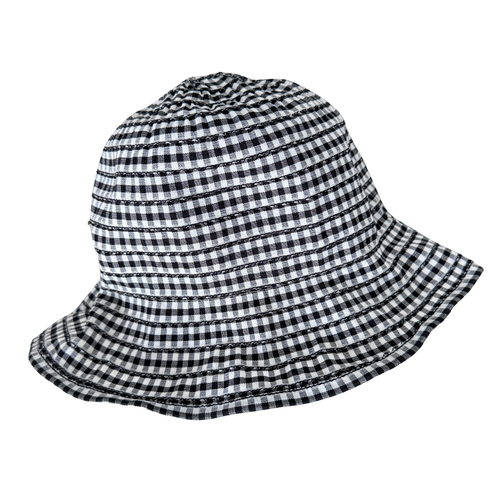 Vintage 1990s Andre Diffusion Black and White Gingham Hat