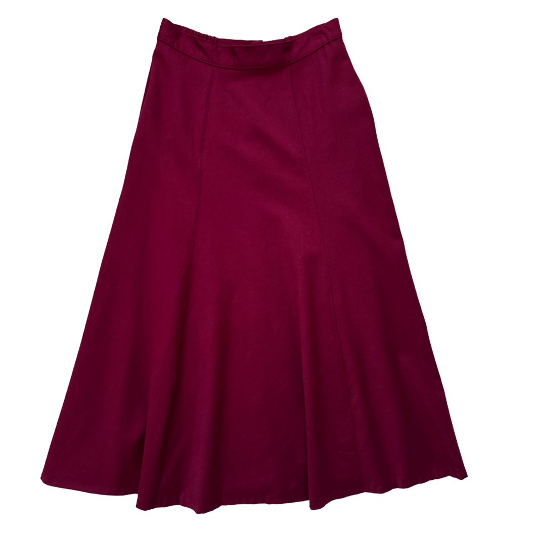 Vintage 1980s Nygard Collections Burgundy Wool Maxi Skirt - Small / Medium