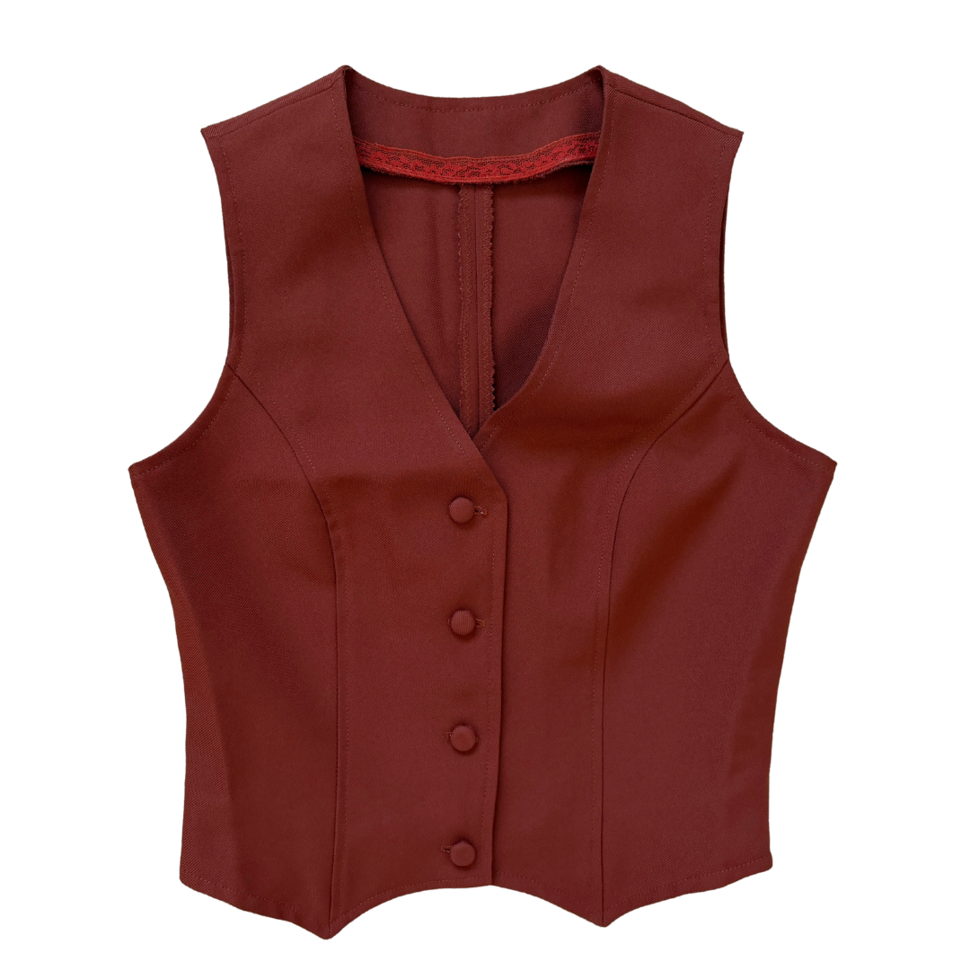 Vintage 80s Burnt Orange Fitted Vest | Extra-Small