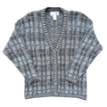 Vintage 1990s Cleo Petites Grey Plaid Mohair Blend Cardigan | Medium-Large