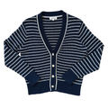 Vintage Y2K Northern Reflections Navy and White Striped Cardigan | Small
