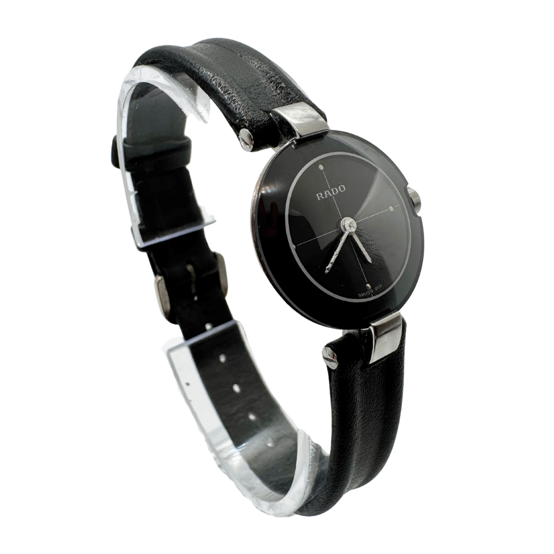 Vintage 80s Rado La Coupole Watch with Black Leather Band