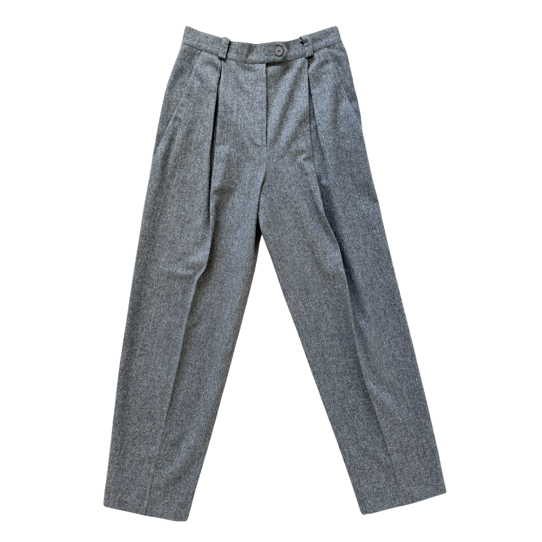Vintage 80s Escada Grey Wool Pleated Dress Pants | 38 (Medium-Large)