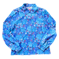 Vintage 1970s D'Allaird's Blue Rose Print Blouse | Small-Medium
