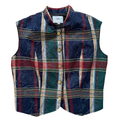 Vintage 90s Cowboy Threads Dark Plaid Textile Vest | Medium