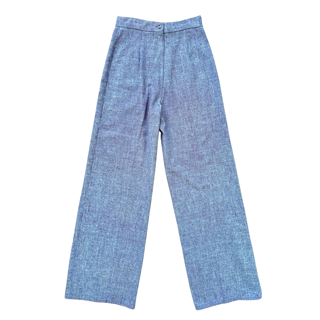 Vintage 80s Purple and Blue Marled Raw Silk Pants | Small
