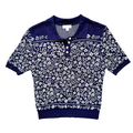 Gemma + Jane Navy and White Floral Knit Polo | Small