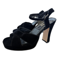 Vintage Y2K Maurices Black Velvet High Heeled Sandals | 8