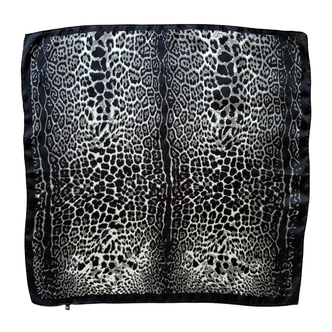 Black Leopard Print Square Scarf