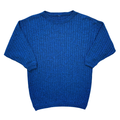 Vintage 80s Pic-Knit Blue and Black Marled Rib Knit Longline Sweater | Large