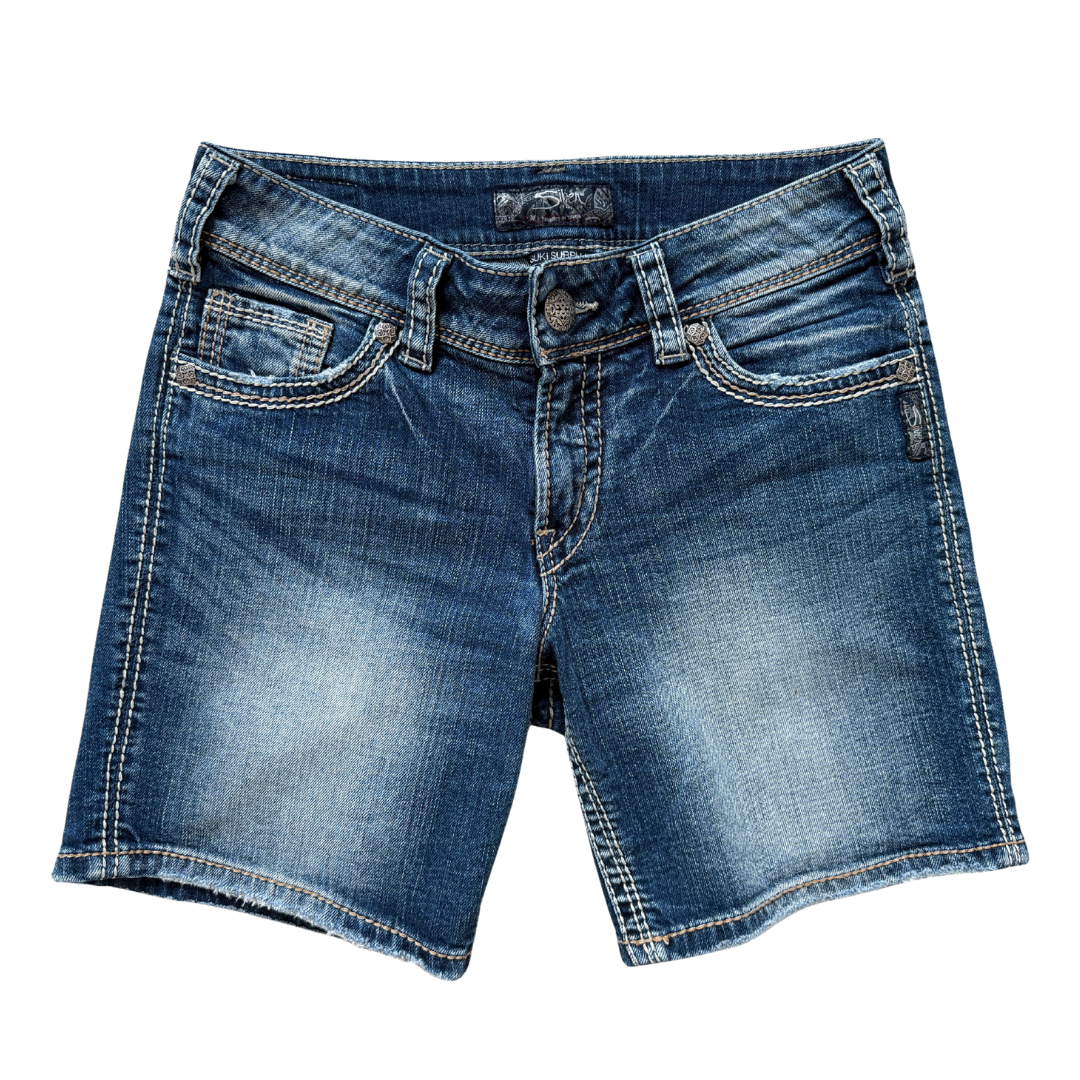 Vintage Y2K Silver Suki Surplus Stonewash Jean Shorts | 27