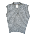 Vintage 70s Sprung Grey Ribbed Knit V-Neck Sweater Vest | Extra-Small / Small