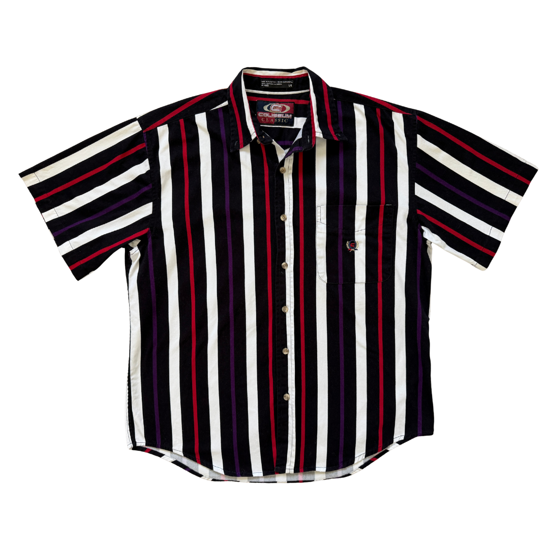 Vintage 90s Men's Coliseum Striped Cotton Button Down Shirt | Large