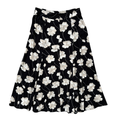Chaps Black Button Front Maxi Skirt with Beige Flowers | Small