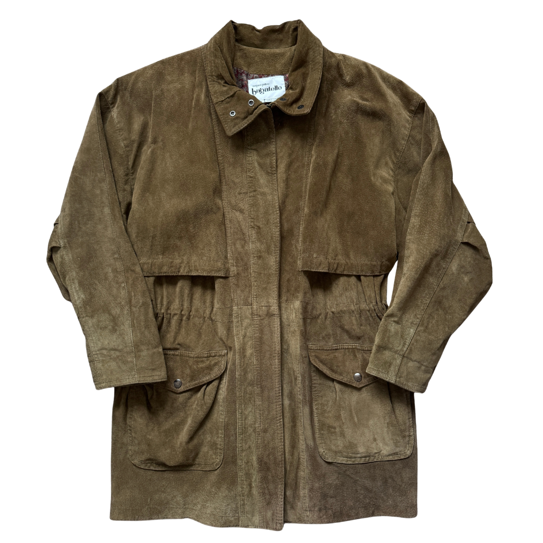 Vintage 1970s-1980s Margaret Godfrey Bagatelle Olive Suede Coat | Medium-Large