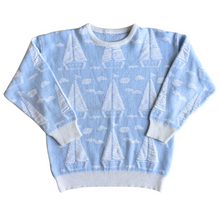 Load image into Gallery viewer, Vintage 1980s Baby Blue Sailboat Sweater | Medium
