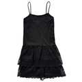 Vintage 80s House of Nu-Mode Black Tiered Lace Drop Waist Dress | Small
