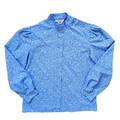 Vintage 1970s White Stag Blue Floral High Neck Blouse | Small-Medium