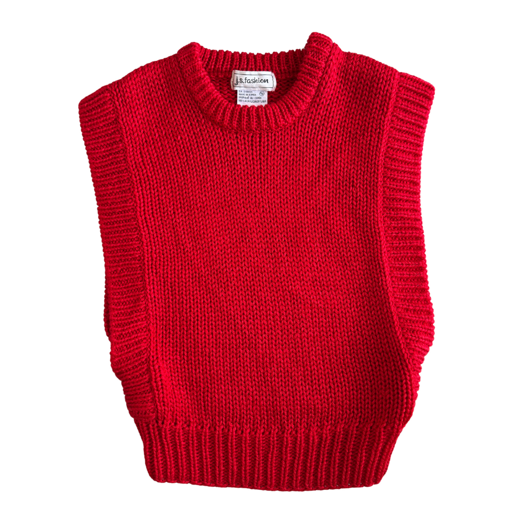 Vintage 1980s-1990s Red Knit Crewneck Vest | Small-Medium