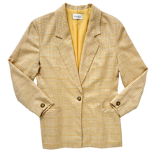 Load image into Gallery viewer, Vintage 1980s Bianca Yellow and Grey Plaid Blazer | Medium
