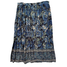 Load image into Gallery viewer, Vintage 1990s Principles Black and Blue Floral Skirt with Paisley Hem | Large / Extra-Large
