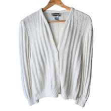 Load image into Gallery viewer, Vintage White Stripe Knit Cardigan | Medium-Large 1990s
