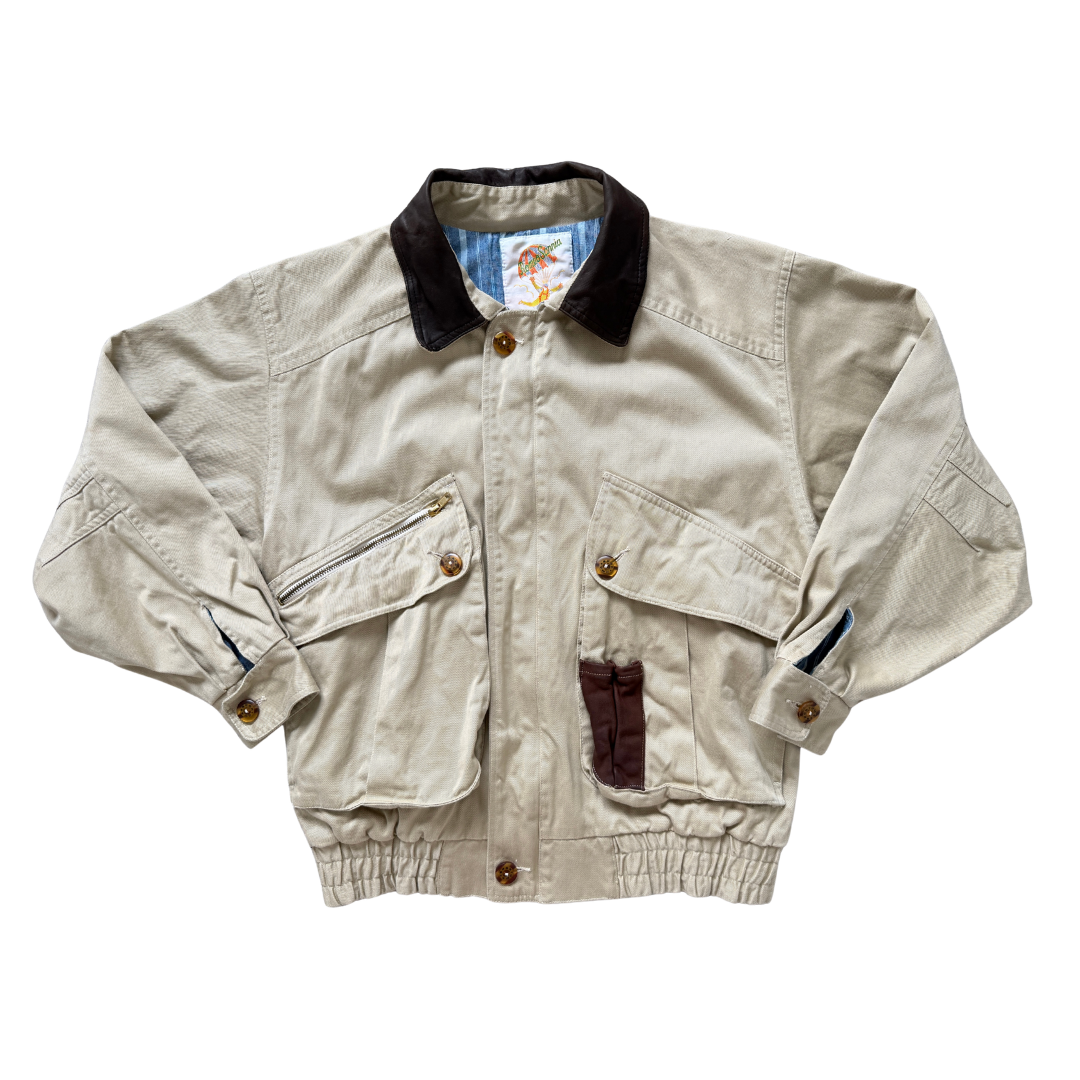 Vintage 80s-90s Men's Romeo Sannia Canvas Bomber Jacket | Small