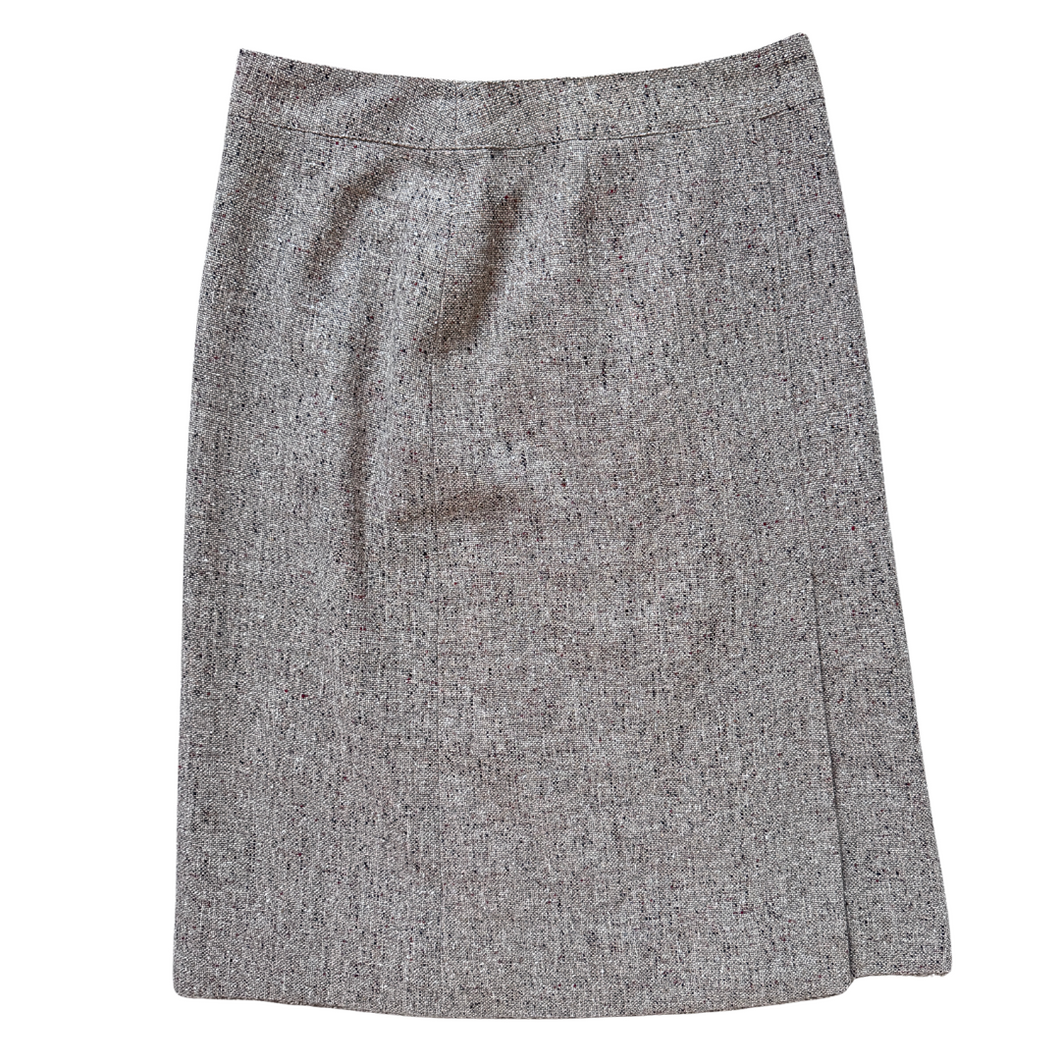Vintage 1970s Sportsville Marled Beige Wool Blend Skirt | Medium-Large