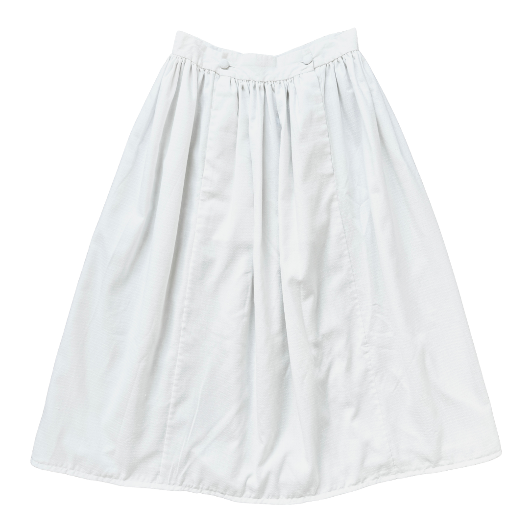 Vintage 80s White Cotton Double Button Front Maxi Skirt | Medium