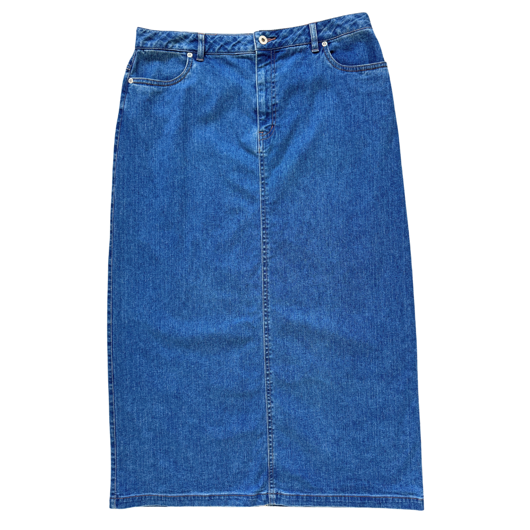Vintage 1990s Northern Reflections Simple Denim Maxi Skirt | Large