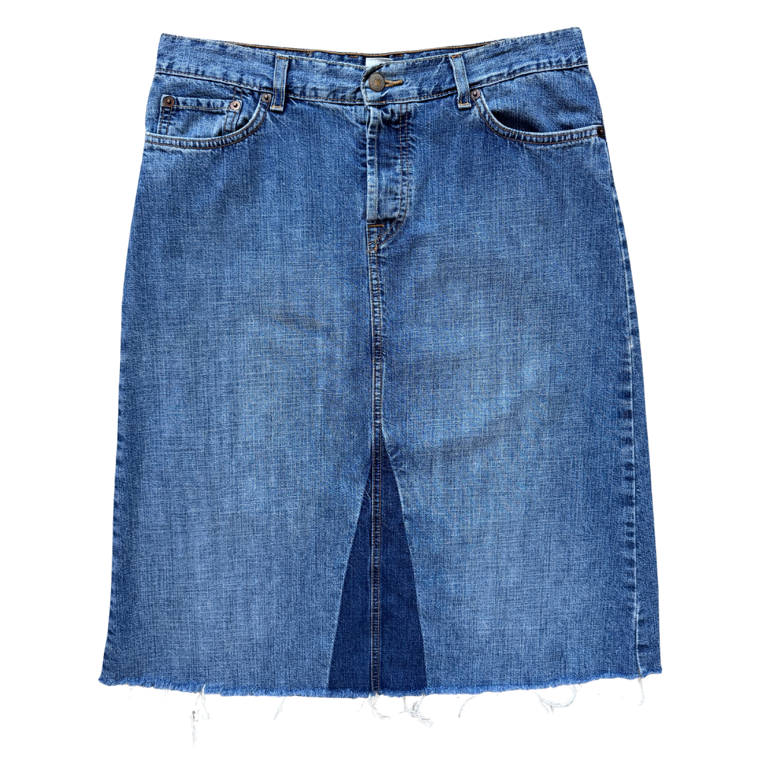 Vintage Y2K Lucky Brand Distressed Denim Skirt | Large