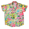 Vintage 80s Career Elements Bright Floral Silk Short Sleeve Blouse | Large