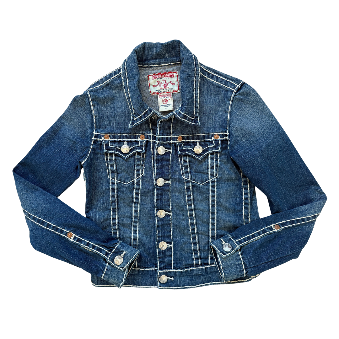 Authentic Vintage Y2K True Religion Emily Super T Bold Stitch Denim Jacket | Small