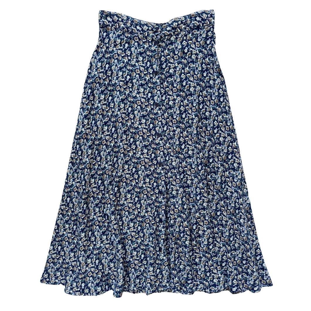 Vintage Navy Ditzy Floral Maxi Skirt - Extra-Small / Small