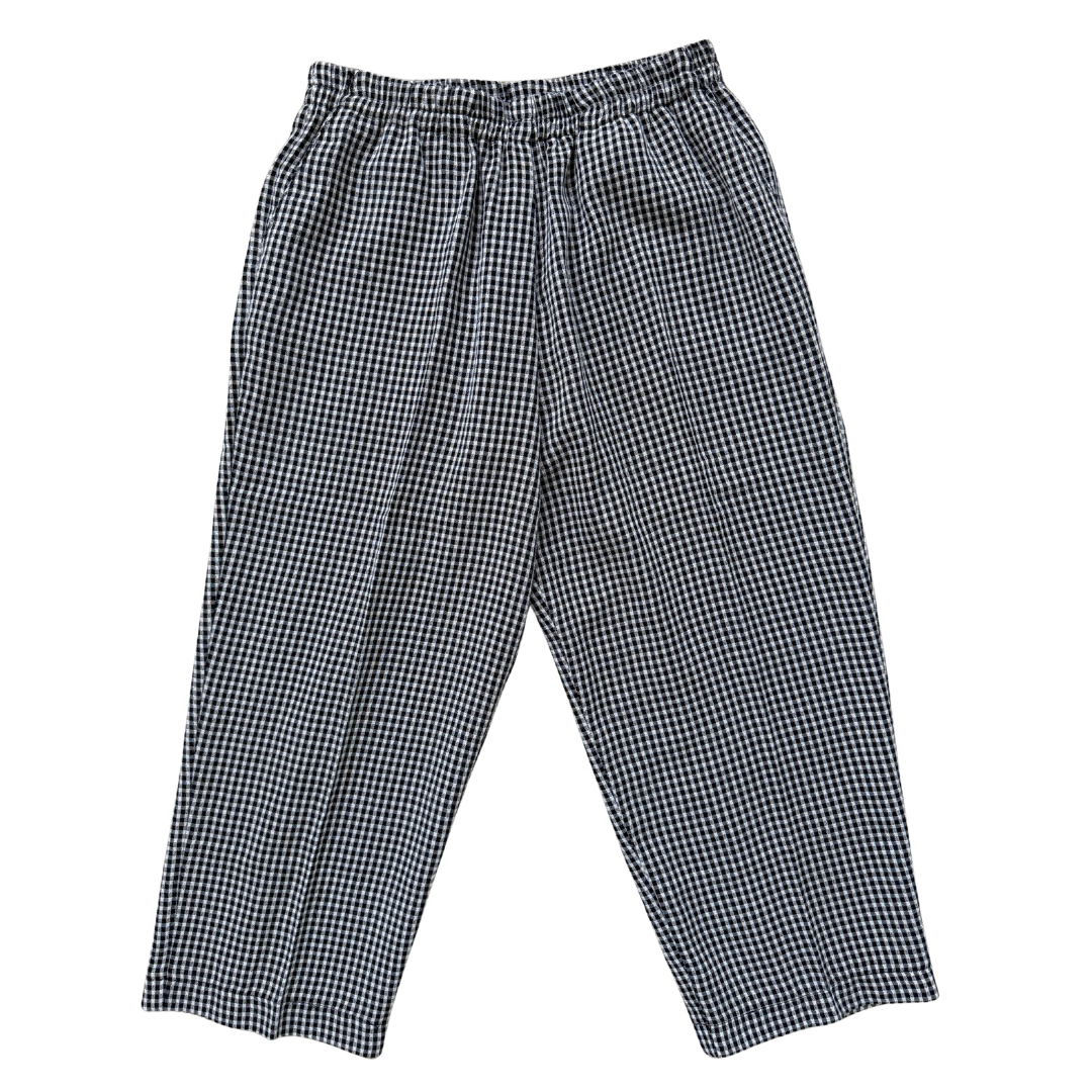 Vintage Black and White Gingham Cropped Pants | Small - Medium