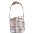 Recycled Beige Striped Linen Bow Purse 