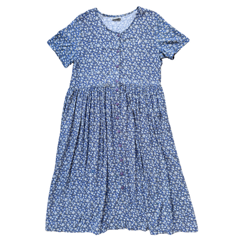 Vintage Moderama Blue Floral Maxi Dress | Medium-Large