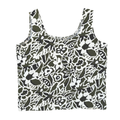 Vintage 80s Bold Green and Black Floral Print Tank Top | Medium
