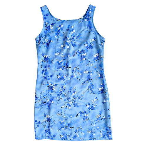 Vintage 1990s-2000s Fairweather Blue Floral Sheath Dress | Medium
