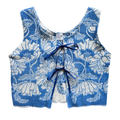 Recycled Blue and White Floral Tie-Front Towel Vest | Medium