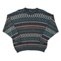Vintage 90s Men's Editions Grey Geometric Crewneck Sweater | 2XL