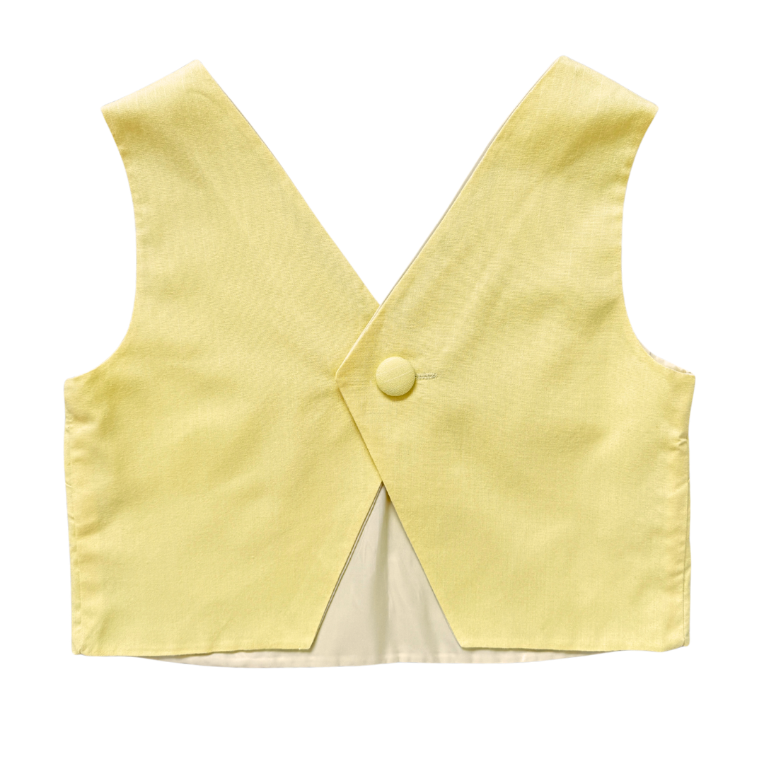Vintage 80s Yellow Pinstripe Button Front Vest | Medium