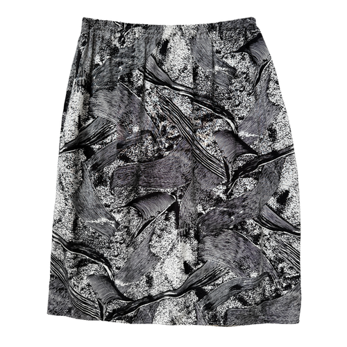 Vintage 80s Black and White Geometric Skirt | Small - Medium