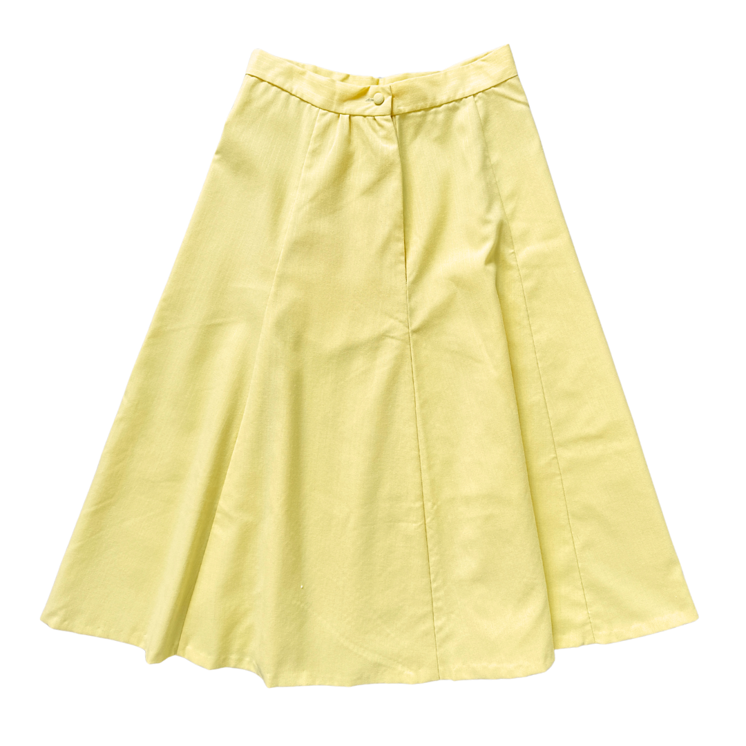 Vintage 80s Yellow Pinstripe Maxi Skirt | Medium