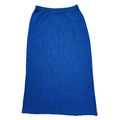 Vintage 80s Pic-Knit Blue and Black Marled Ribbed Knit Maxi Skirt | Small - Medium