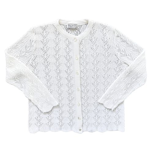 Vintage 1980s-1990s Tradition Sears White Lace Knit Cardigan - Medium / Large