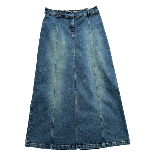 Vintage 1990s-2000s Traffic Dark Denim Maxi Skirt | Medium