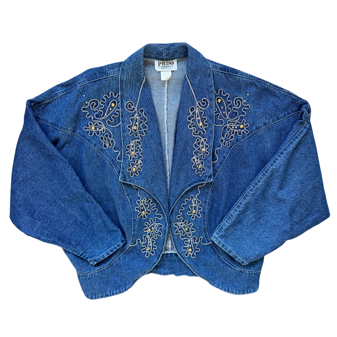 Vintage 1980s-1990s Pado Embellished Denim Jacket | Large
