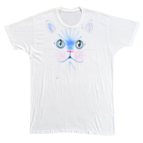 Vintage 1980s-1990s Airbrush Cat Face T-Shirt | Large / Extra-Large