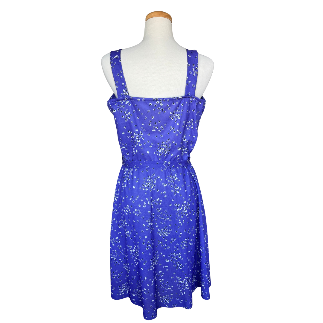 D'Allaird's Purple Floral Shift Dress with Tie Belt | Medium-Large